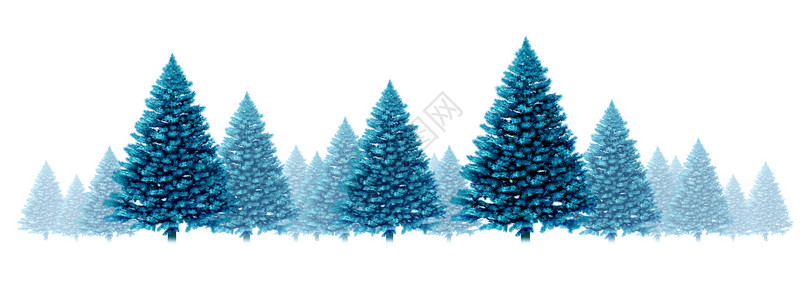 冬季蓝色松树背景季节假日元素边界与诞树白色背景上个凉爽的节日常绿森林图标与雾雪的假日季节,包括新背景图片