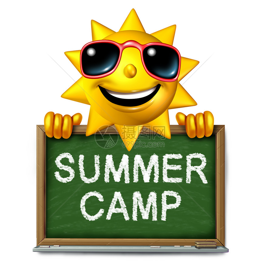 夏令营信息学校粉笔板上,文字放学后娱乐活动趣的教育的象征,快乐的太阳人物童成功的象征图片