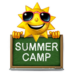 夏令营信息学校粉笔板上,文字放学后娱乐活动趣的教育的象征,快乐的太阳人物童成功的象征背景图片