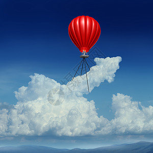瞄准高商业成功的,个红色热气球,举个积云,形状为箭头,比喻效的规划战略背景图片