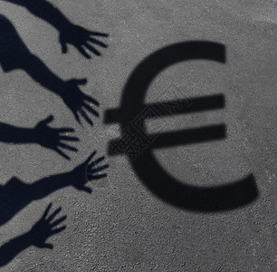 欧元需求群手的影子,伸出手抓住欧洲货币符号金融商业货币融资问题经济符号图片