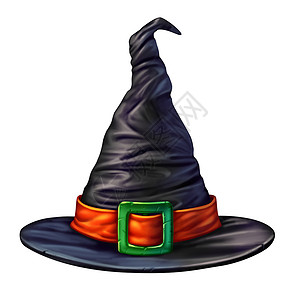女巫帽子隔离白色背景上,个幽灵神秘的维度黑头服装,为巫师女巫万节元素的季节魔法人物背景图片