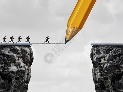 画座桥,逆境,商业群人铅笔线草图的帮助下个悬崖跑另个悬崖,弥合成功差距的背景图片
