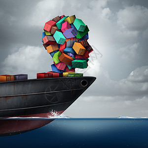 航运货物种全球集装箱油轮运输货物,塑造为人头运输贸易隐喻与三维插图元素图片