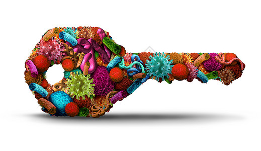 疾病治疗关键疾病细胞癌症病细菌的显微生物学,被塑造为医学研究开发的象征,三维插图的发现背景图片