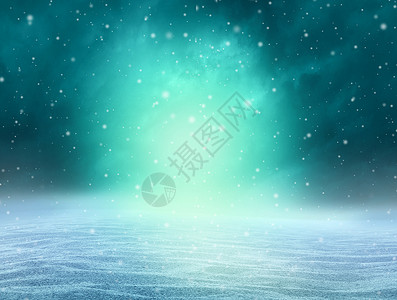 神奇的冬季背景个幻想的雪景观与北极北部北极光北极光自然照明三维插图风格背景图片