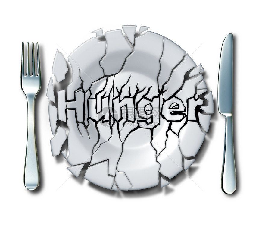 饥饿的饥饿的想法个破裂的盘子,文字贫穷营养良的象征个三维的例子饥饿的图片