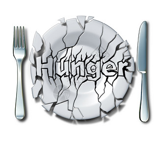饥饿的饥饿的想法个破裂的盘子,文字贫穷营养良的象征个三维的例子饥饿的图片