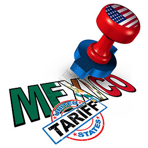 美国元素墨西哥美国墨西哥钢铁铝关税的关税,种经济贸易种经济贸易税收,NAFTA进出口的争端,带3D插图元素墨西哥美背景