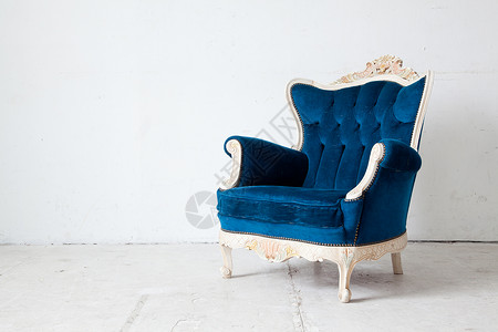 老式房间的蓝色古典风格扶手椅沙发沙发图片