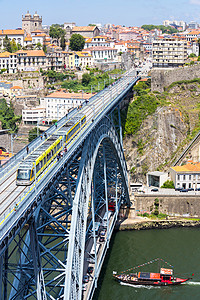 葡萄牙波尔图市景多米路易斯桥建筑学高清图片素材