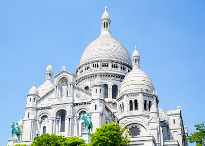 萨克雷库尔大教堂蒙马特,巴黎,法国背景图片