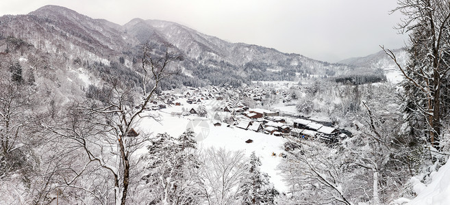 空中西拉卡瓦戈全景冬季雪吉夫楚布日本图片