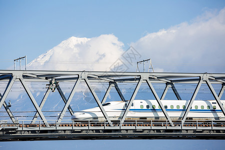 山的景色富士北海道新干线,静冈,日本高清图片