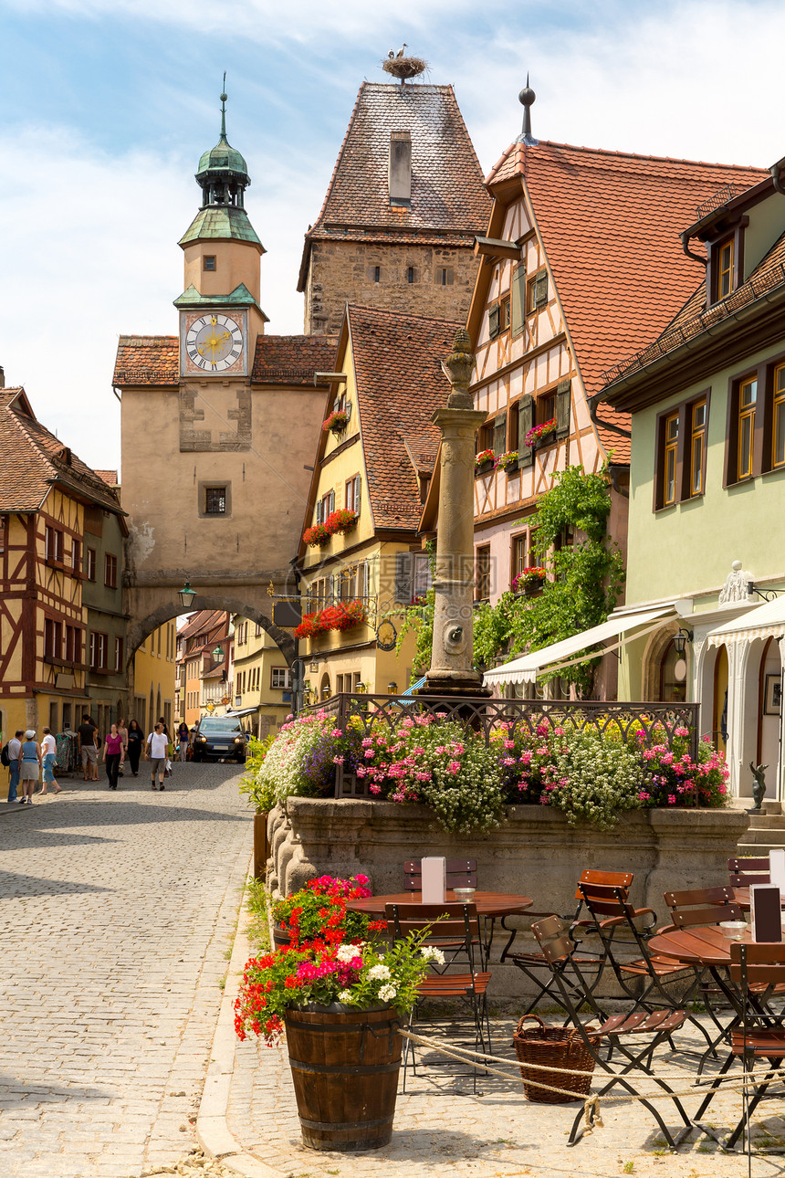 美丽的风景,历史小镇罗滕堡奥贝尔,弗兰科尼亚,巴伐利亚,德国图片