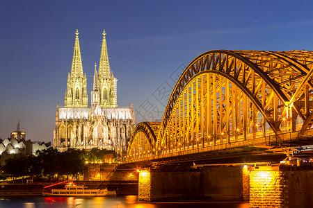 科隆大教堂霍恩佐伦桥,科隆,德国高清图片
