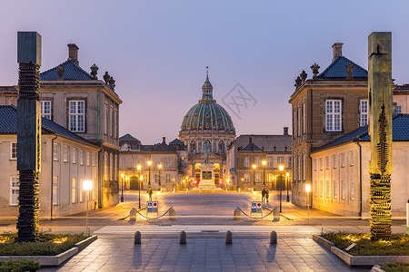 阿玛利安堡,皇家达尼德家族居民,丹麦哥本哈根镇广场高清图片