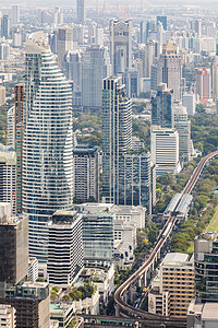 泰国市中心曼谷城市景观天际线的鸟瞰图图片