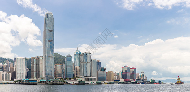 香港天际线来自维多利亚港全景场景高清图片素材