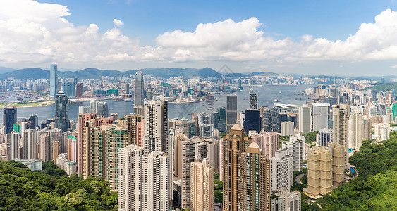 全景香港天际线维多利亚峰现代的高清图片素材