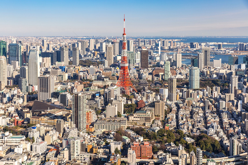 东京塔与天际线东京日本图片