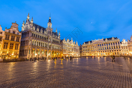比利时布鲁塞尔的大地方日落黄昏短号高清图片素材