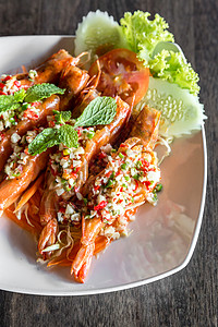 辣味虾沙拉,泰国石鸡菜图片