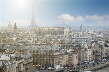 带埃菲尔铁塔的巴黎景色图片