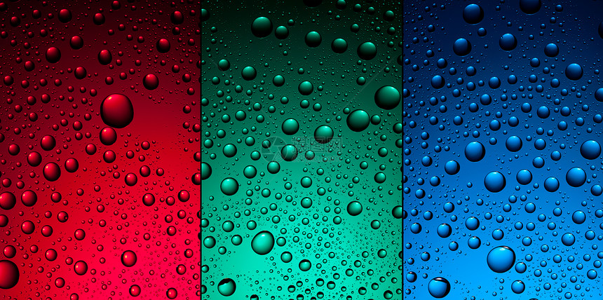 水滴红色,绿色蓝色的背景上图片