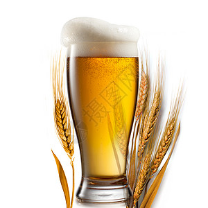 啤酒璃小麦分离的白色背景图片