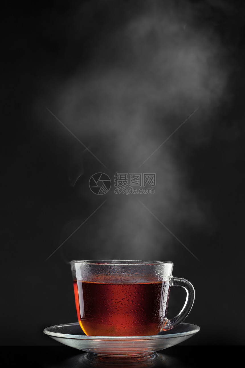 杯加热茶蒸汽黑色图片