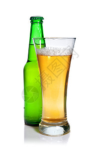 啤酒瓶璃隔离白色图片