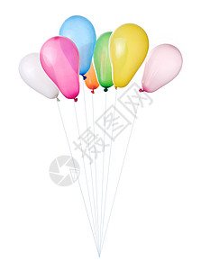 白色气球上分离的彩色气球图片