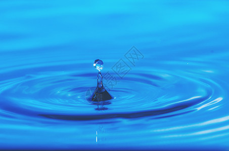 蓝色水滴下降的抽象背景图片