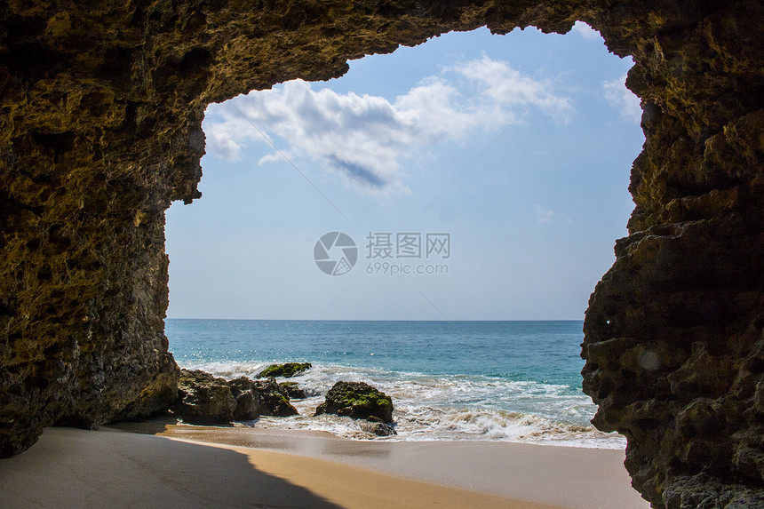 美丽的海滩洞穴景观暑假照片美丽的海滩洞穴景观图片