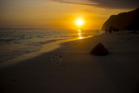 惊人的日落海滩景观照片惊人的日落海滩景观背景图片