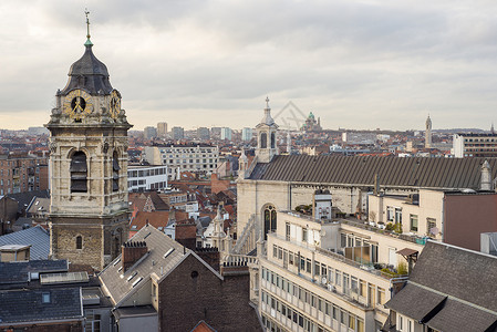 贝尔金教堂凯瑟琳钟楼比利时布鲁塞尔的景色布鲁塞尔的钟楼背景