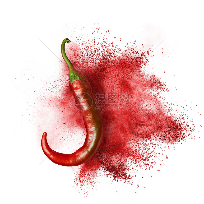 红辣椒与红粉爆炸分离白色红辣椒图片