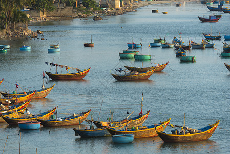 位于越南梅内的渔村,东南亚背景图片