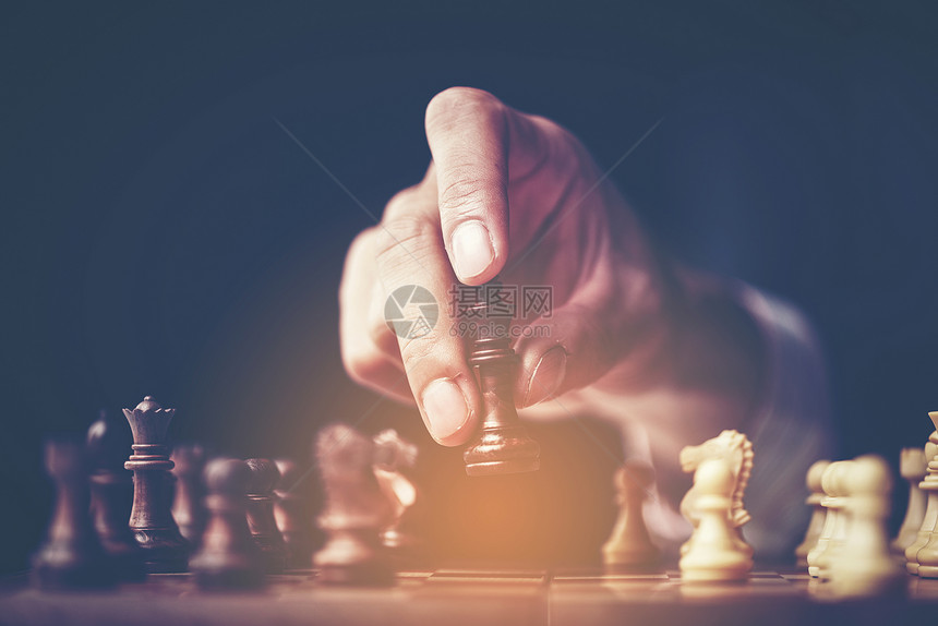 商业成功理念与国际象棋,老式过滤图像背景图片