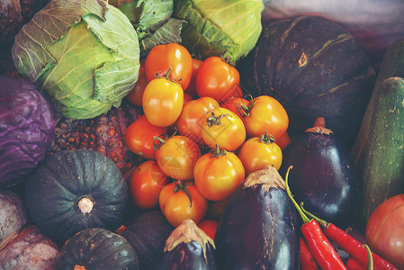 市场上各种新鲜蔬菜健康的高清图片素材