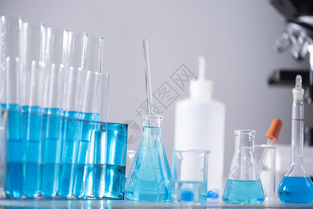 化学实验室设备,璃器皿,用于研究蓝色物质图片