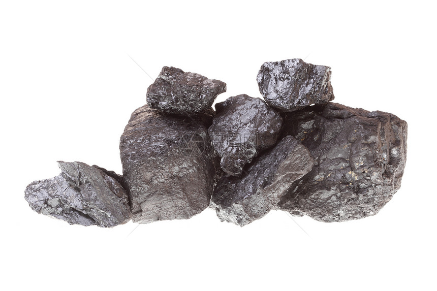 白色背景上分离的煤块图片