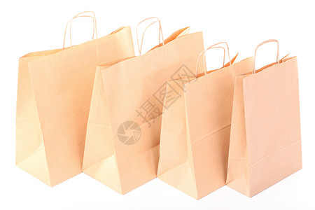 购物棕色回收礼品袋隔离白色背景背景图片