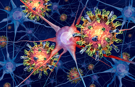 脑炎感染种麻疹病大脑中感染微小神经元病脑膜炎的种三维渲染图片