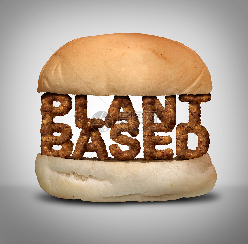 植物为基础的汉堡假肉纯素汉堡,代表素食者三维插图风格图片