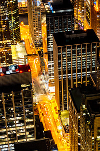 日落鸟瞰芝加哥天际线建筑密歇根湖芝加哥市中心芝加哥伊利诺伊州美国图片