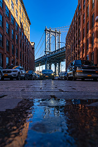 曼哈顿桥下,布鲁克林纽约,纽约,美国市中心高清图片素材