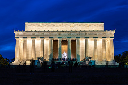 林肯纪念大楼华盛顿特区美国日落之夜图片