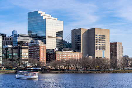波士顿市中心城市景观沿查尔斯河与天际线建筑波士顿市,马里兰州,美国建筑学高清图片素材